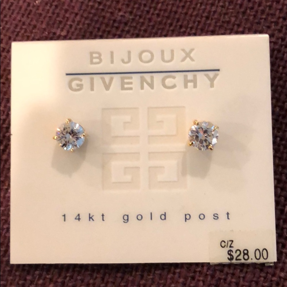 CZ earrings with 14k gold posts